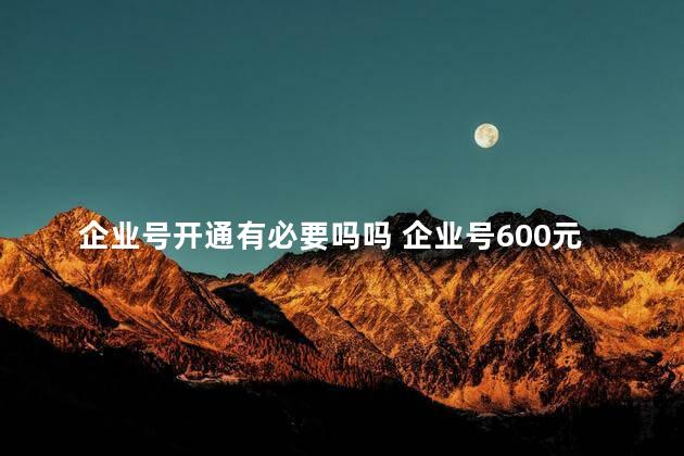 企业号开通有必要吗吗 企业号600元是一年的吗